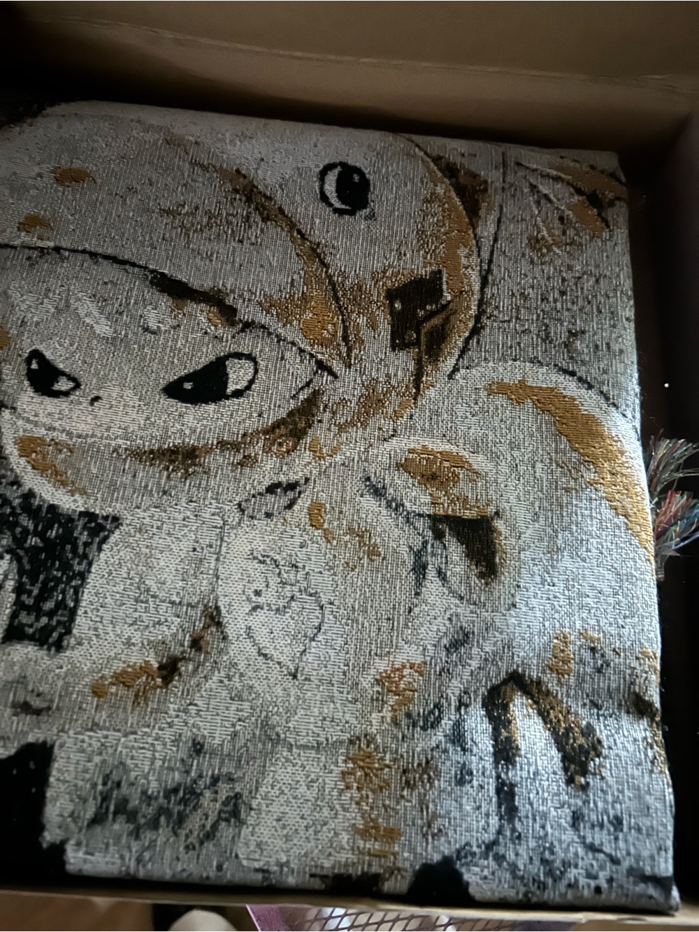 Abstract Plush Throw Blanket in Gray, Gold & Black